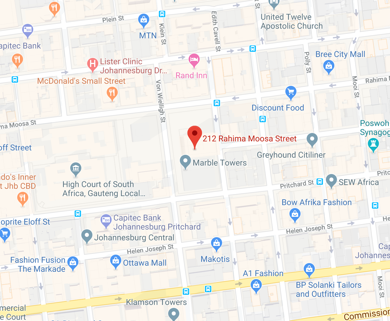 Johannesburg Branch Map